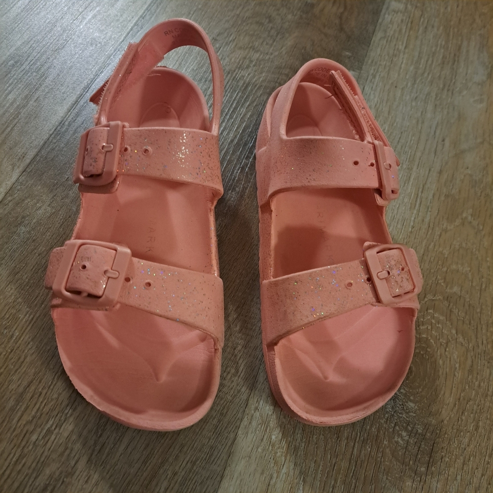 Primark Kids Coral Glitter Strap Sandals Girl's Size 2
